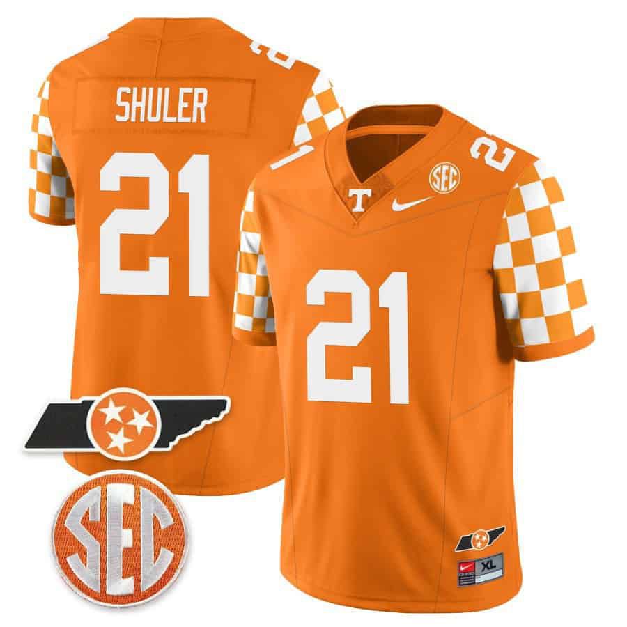 Men Tennessee Volunteers #21 Shuler Orange 2024 Nike Checkerboard & Alternate NCAA Jersey->ncaa teams->NCAA Jersey